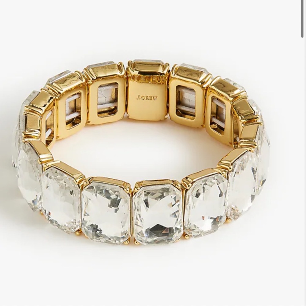 J. Crew Gold and Silver Crystal Stretch Bracelet